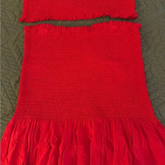 Red Smocked Two-Piece Set - Picture 2 of 3